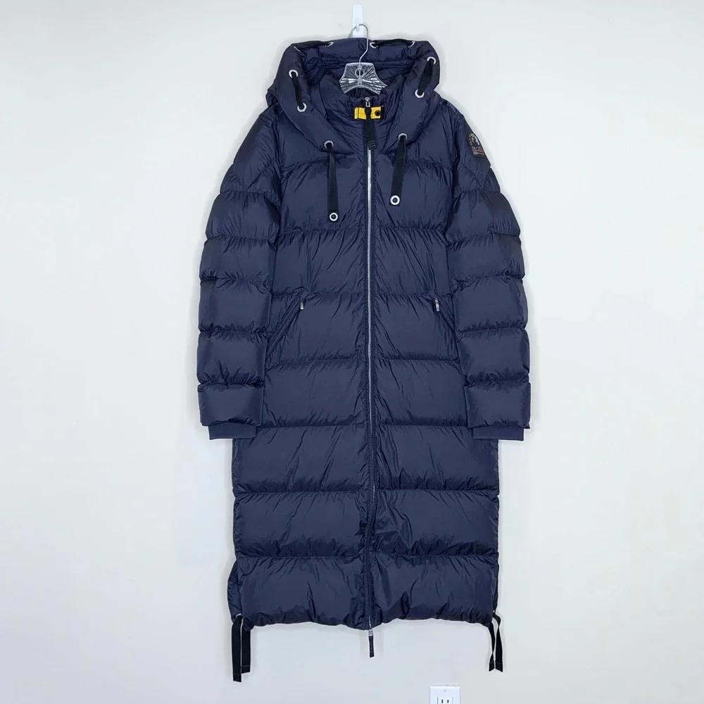Parajumpers Panda Long Down Jacket (Sz L) Hooded Puffer Coat Navy - Picture 3 of 16